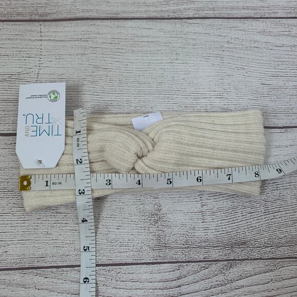 Time and Tru Off White Knit Headband Ear Warmer Winter Twisted Bow One Size - Picture 8 of 8